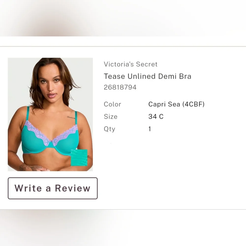 Victoria's Secret Tease Unlined Demi Bra, 34C - Picture 4 of 4